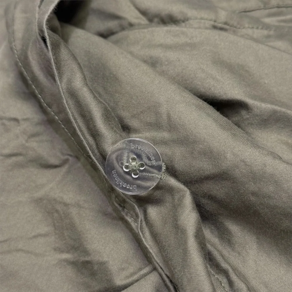 Brooklinen Olive Green Sateen 100% Cotton Duvet Cover Full Queen
